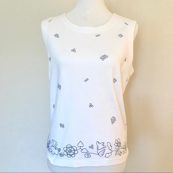 B E C H A M E L : Floral Embroidered Cotton Tank - Picture 2 of 6